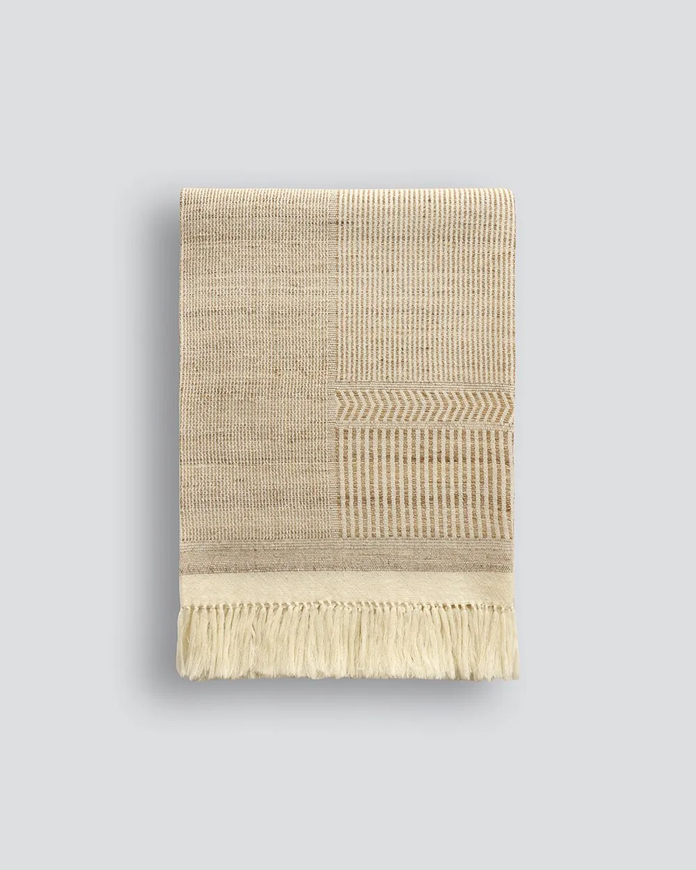 Navajo Straw/Off White Throw - Wool/Silk