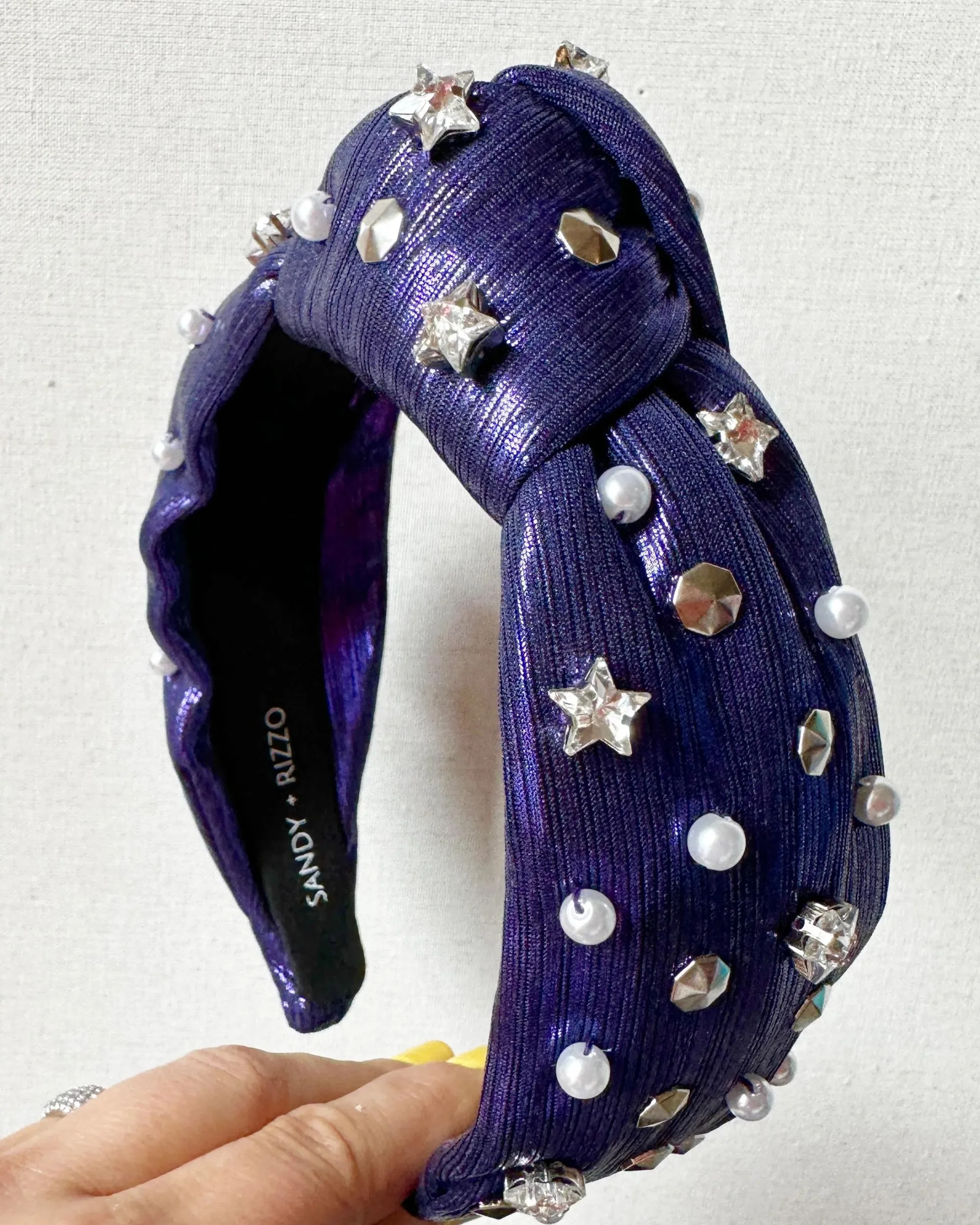 Navy and Silver Star Headband