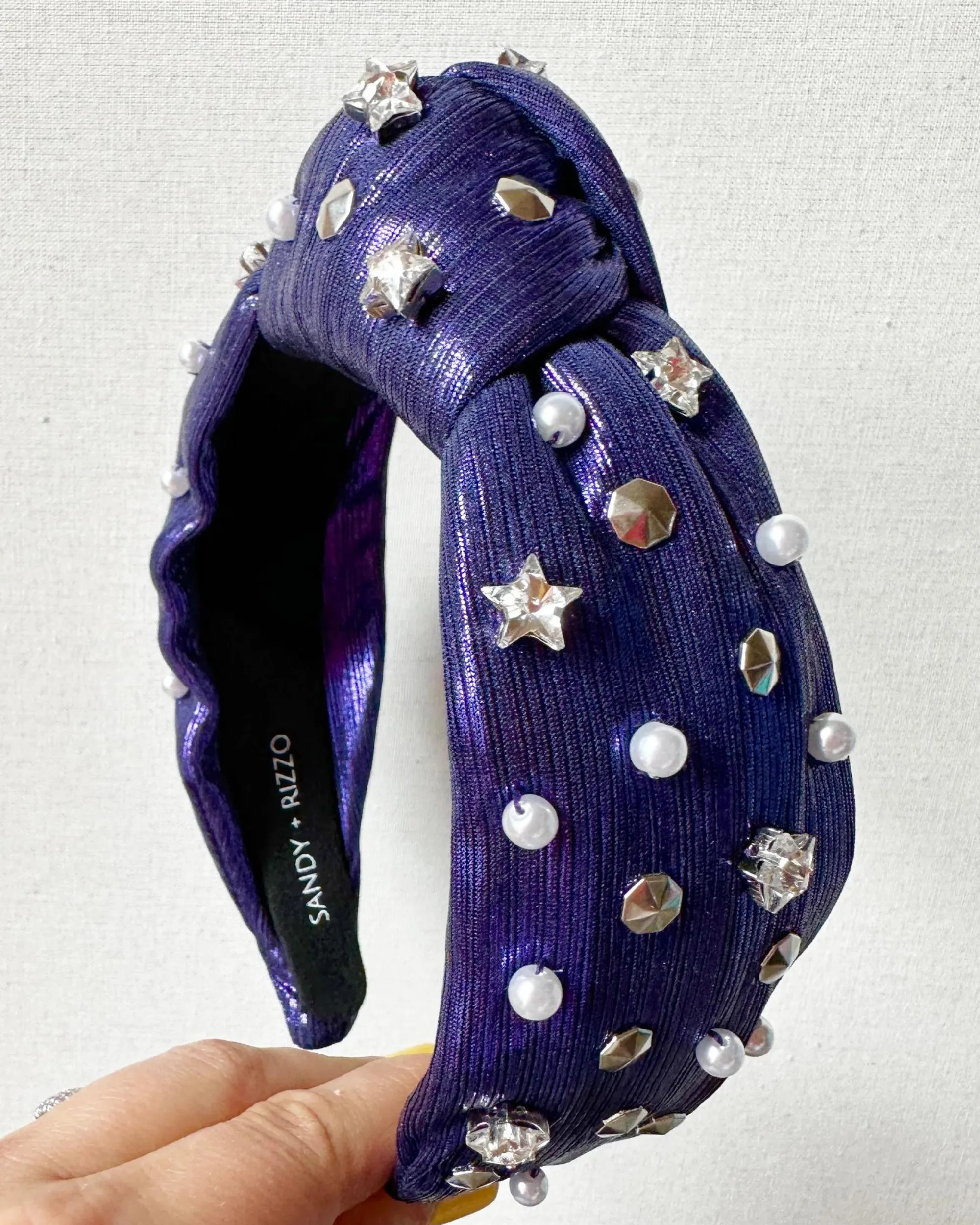Navy and Silver Star Headband
