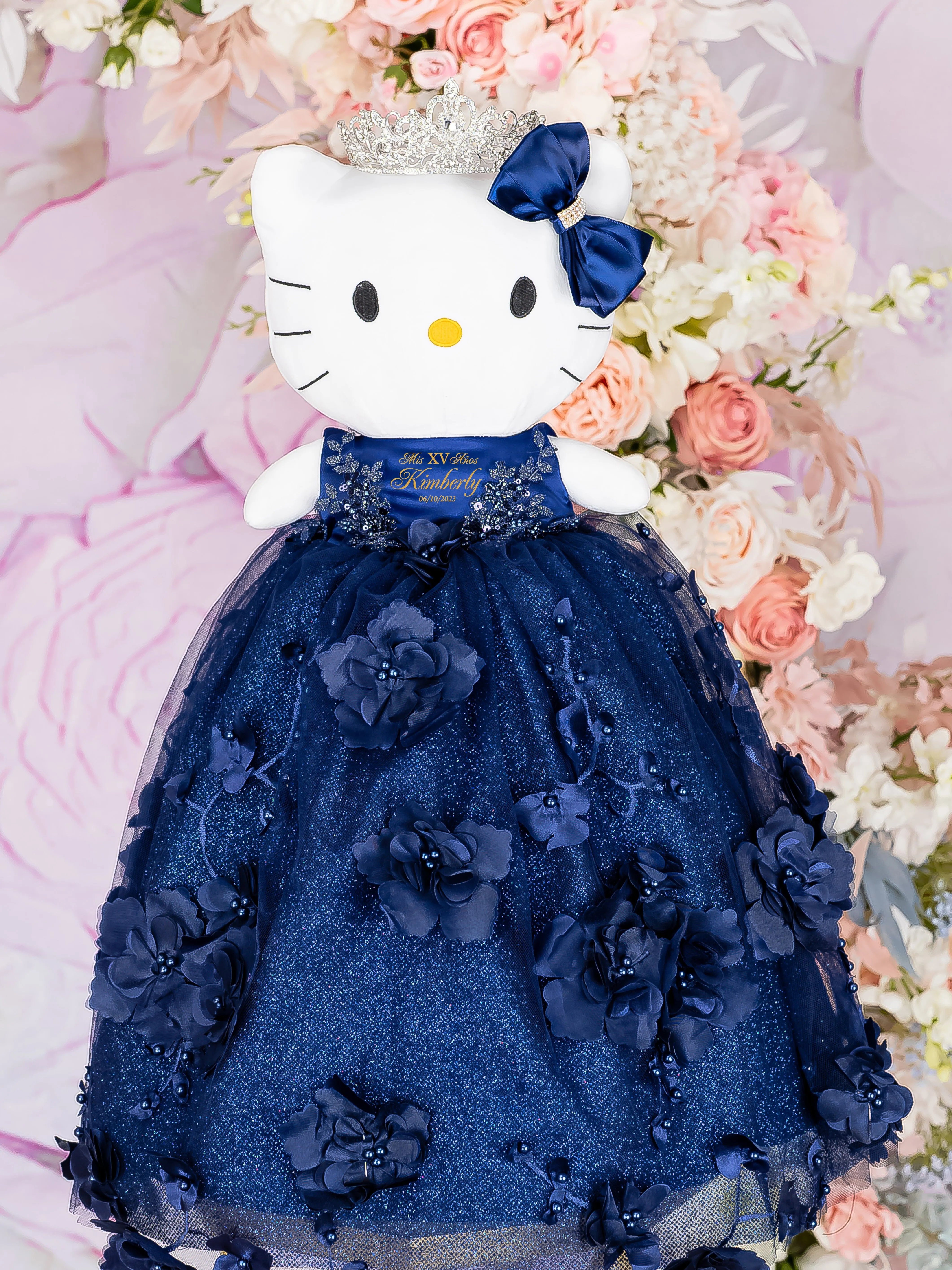 Navy Blue Quinceanera pillows set and Kitty