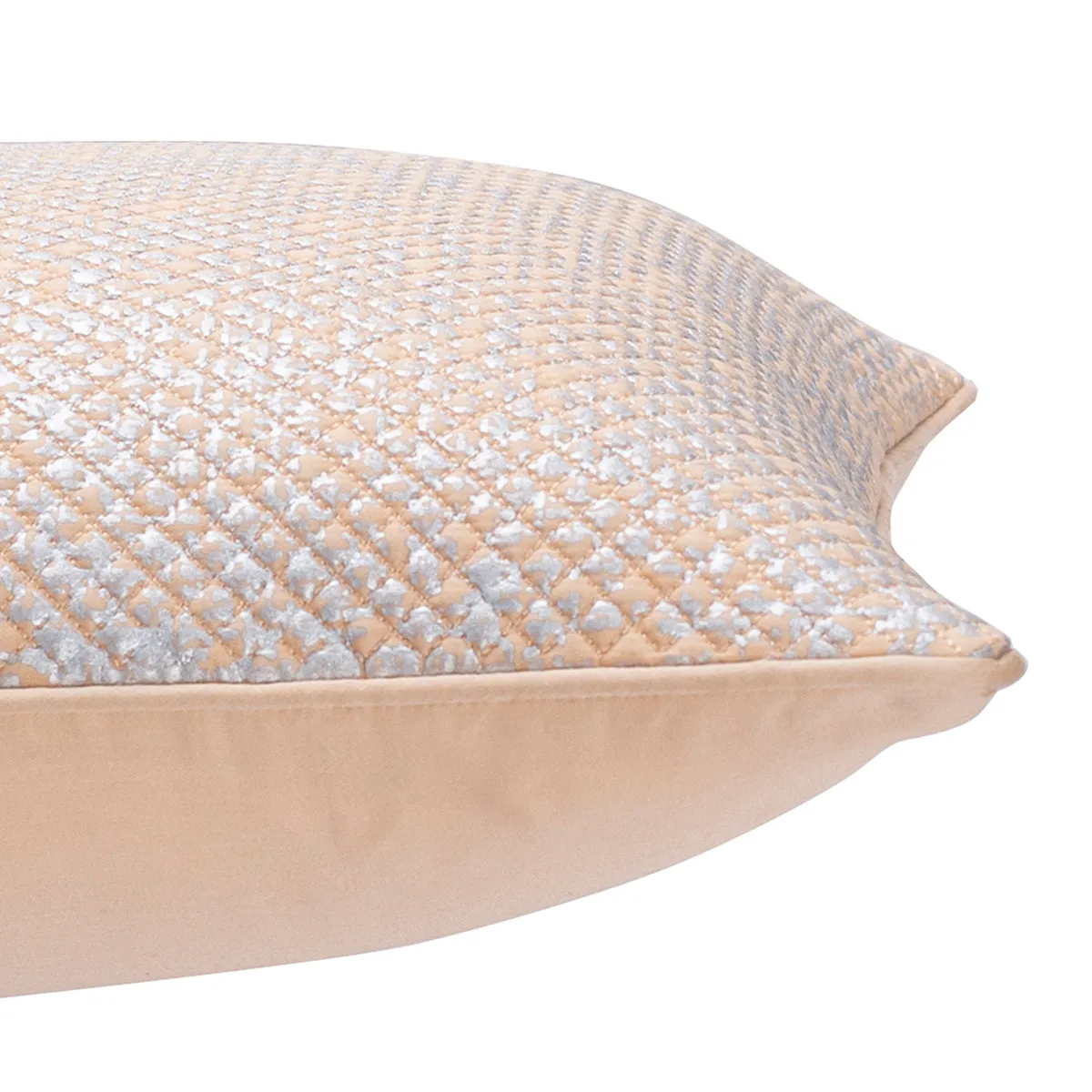 Nostalgic Attire Vint Flow Peach  Foil Printed & Quilted Cushion Cover