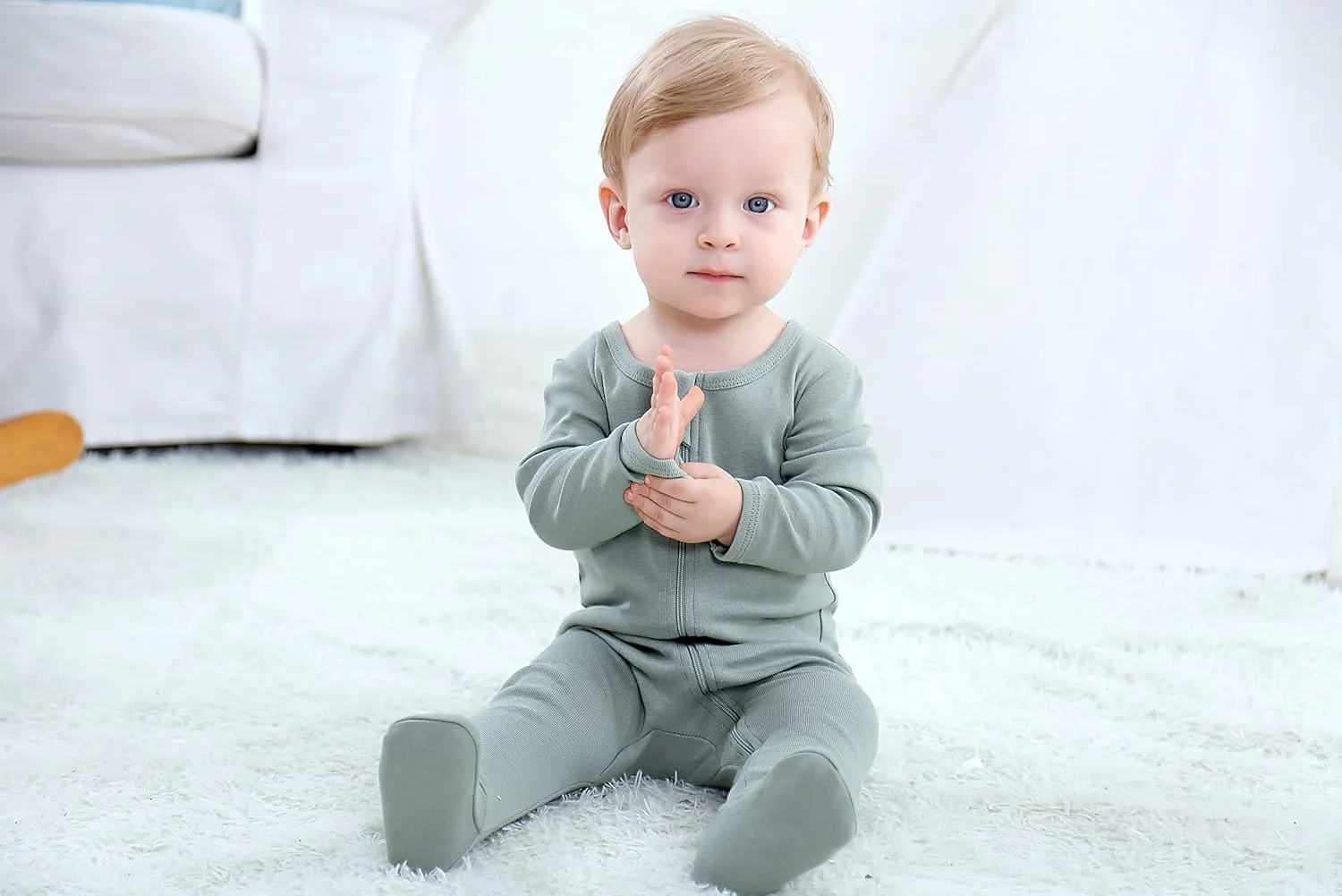 O2 BABY Baby Boys Girls Organic Cotton Zip-Front Sleeper Pajamas, Footed Sleep 'n Play