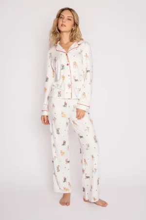 PJ Salvage Straws and Paws PJ Set in Ivory