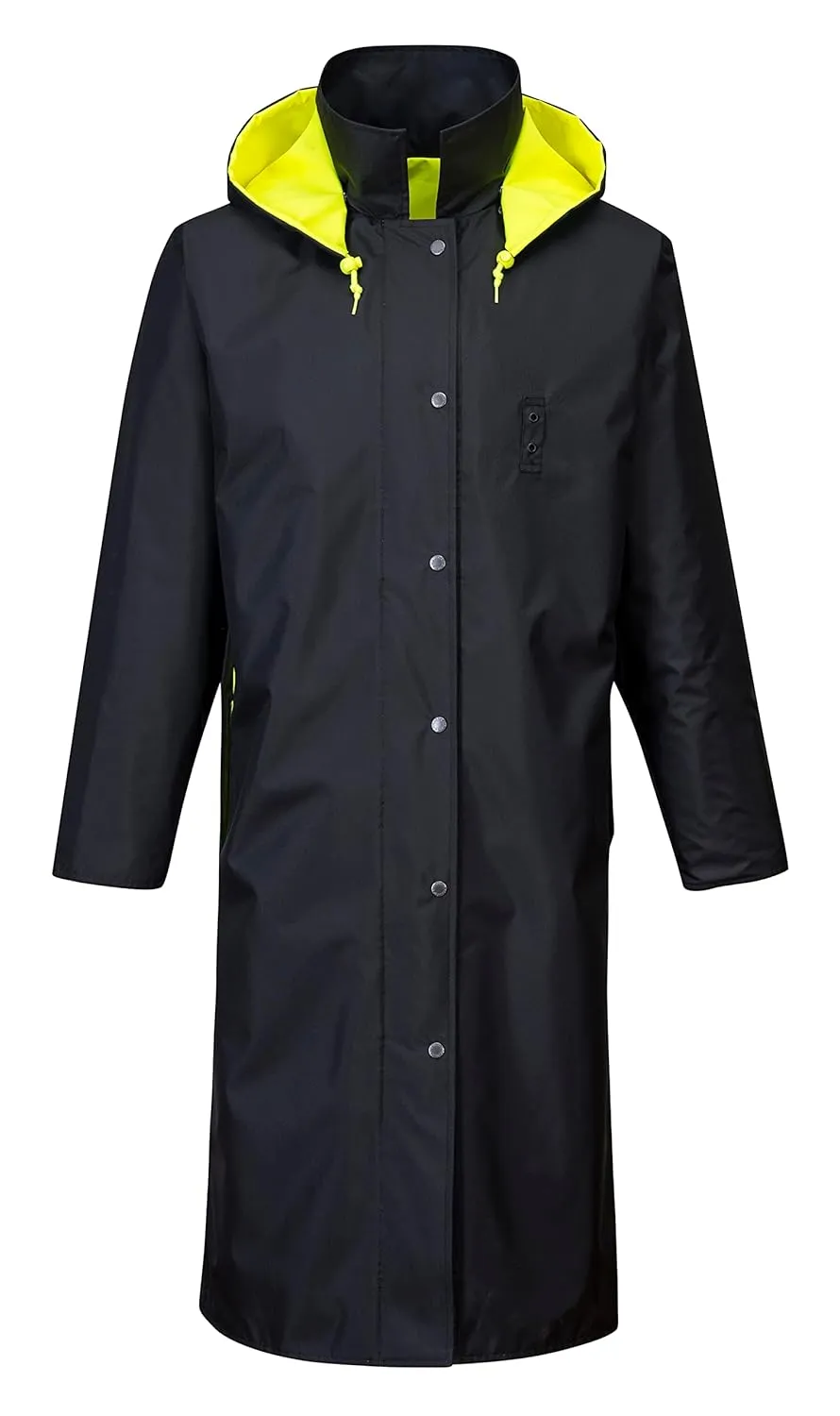 Portwest UH447 Waterproof Reversible Raincoat Hi Vis Reflective Long Safety Rain Jacket Yellow/Black, Small
