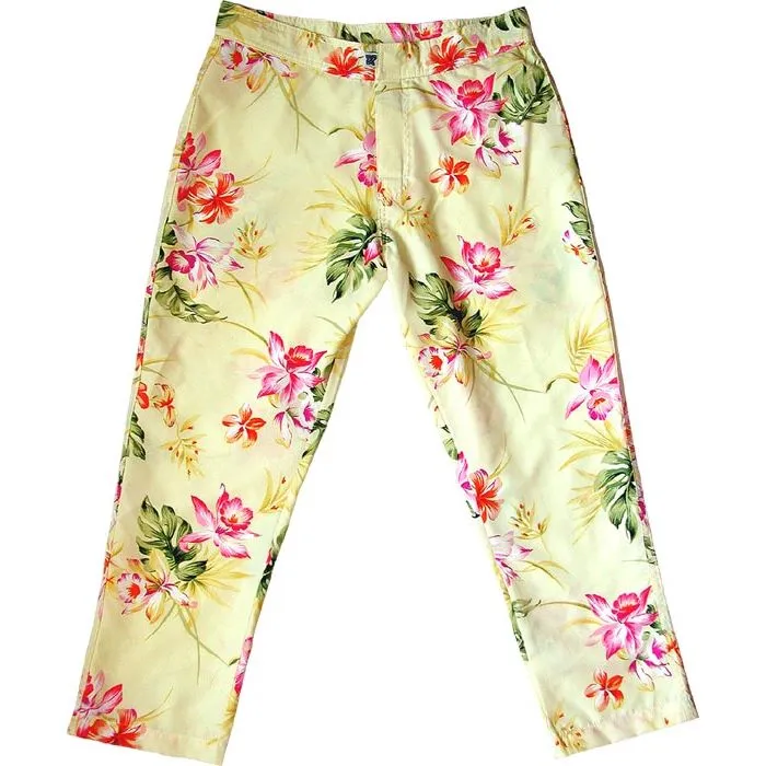 "Early Spring"  Womens Board (Swim) Capris - NON Elastic Waist    Regular Rise   23" Inseam (Yellow)