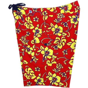 "Warming Trend" Womens Board Shorts - Regular Rise / 10.5" Inseam (Red Yellow)
