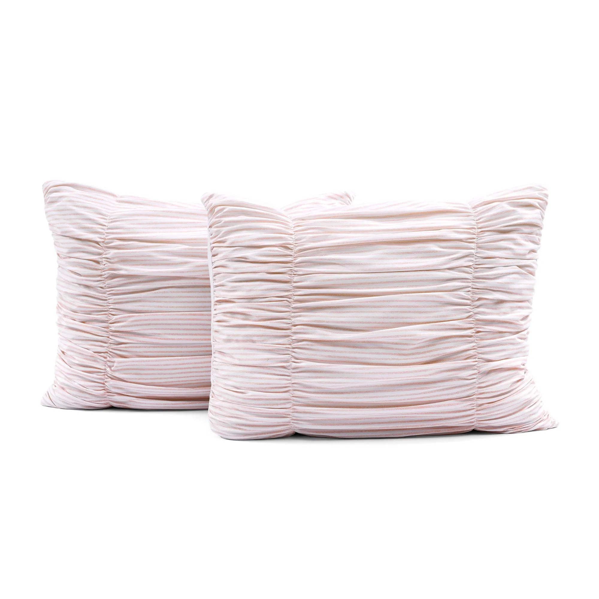 Ruching Ticking Stripe 3 Piece Comforter Set