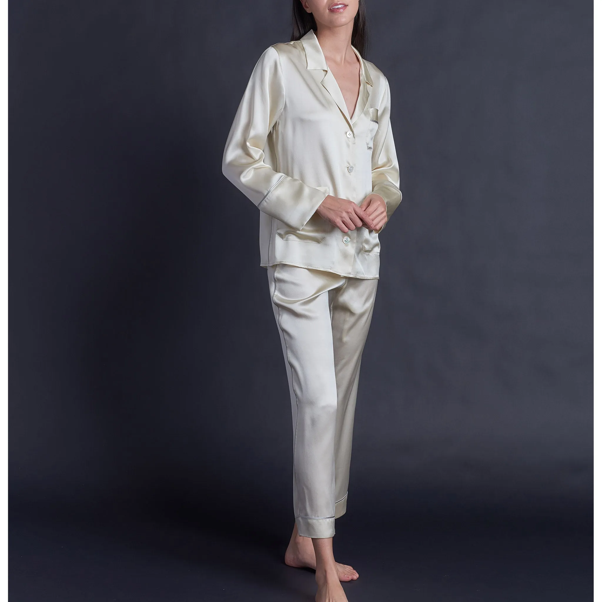 Serena Pajama Pant in Pearl Silk Charmeuse