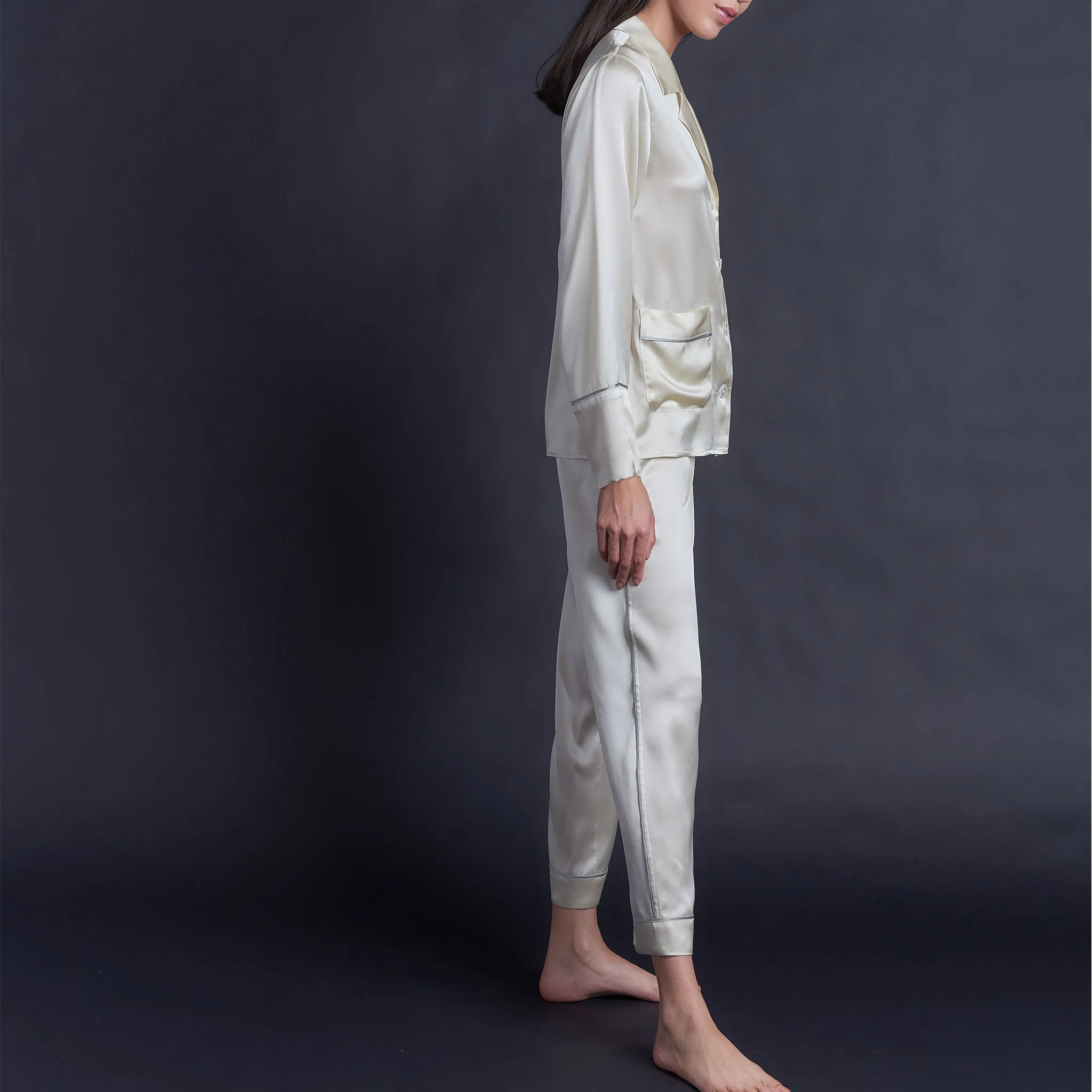 Serena Pajama Pant in Pearl Silk Charmeuse