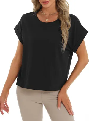 Stelle Women Modal Soft Crewneck Cap Short Sleeve T Shirts Summer Tops Trendy Basic Casual Clothes 2025