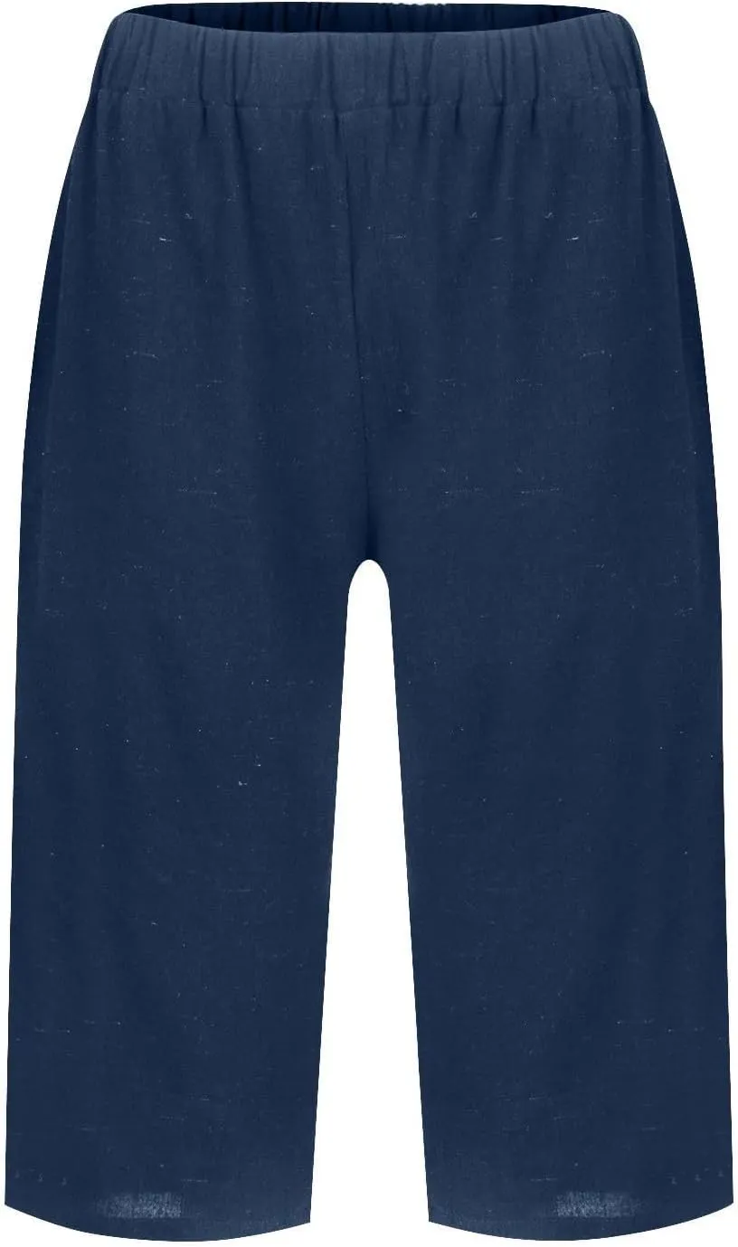 Summer Bermuda Shorts for Women Knee Length 2025 Trendy Linen Shorts Lightweight Casual Beach Short Pants