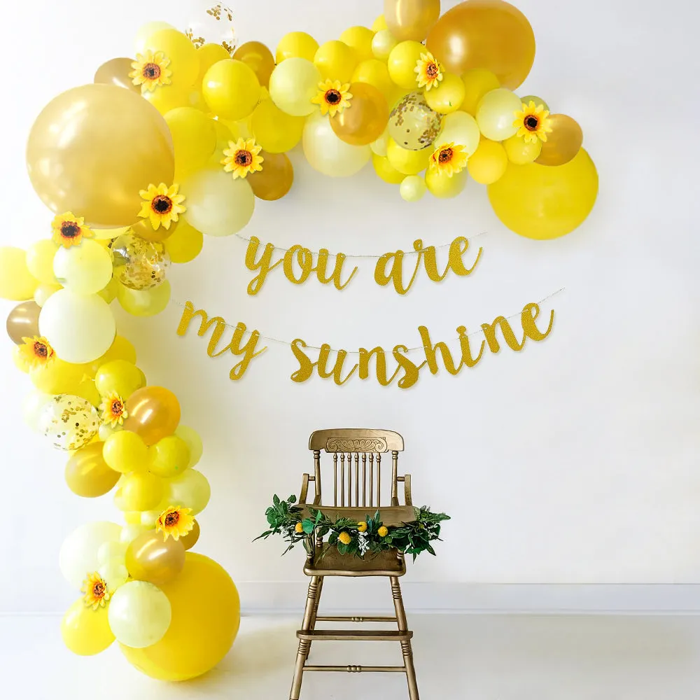 Sunflower Balloon Garland Kit with 97 Balloons in Lemon Yellow, Light Yellow, Honey Gold, and Pearl Yellow for Girl or Boy Baby Shower Decorations, Birthdays, and Bridal Showers