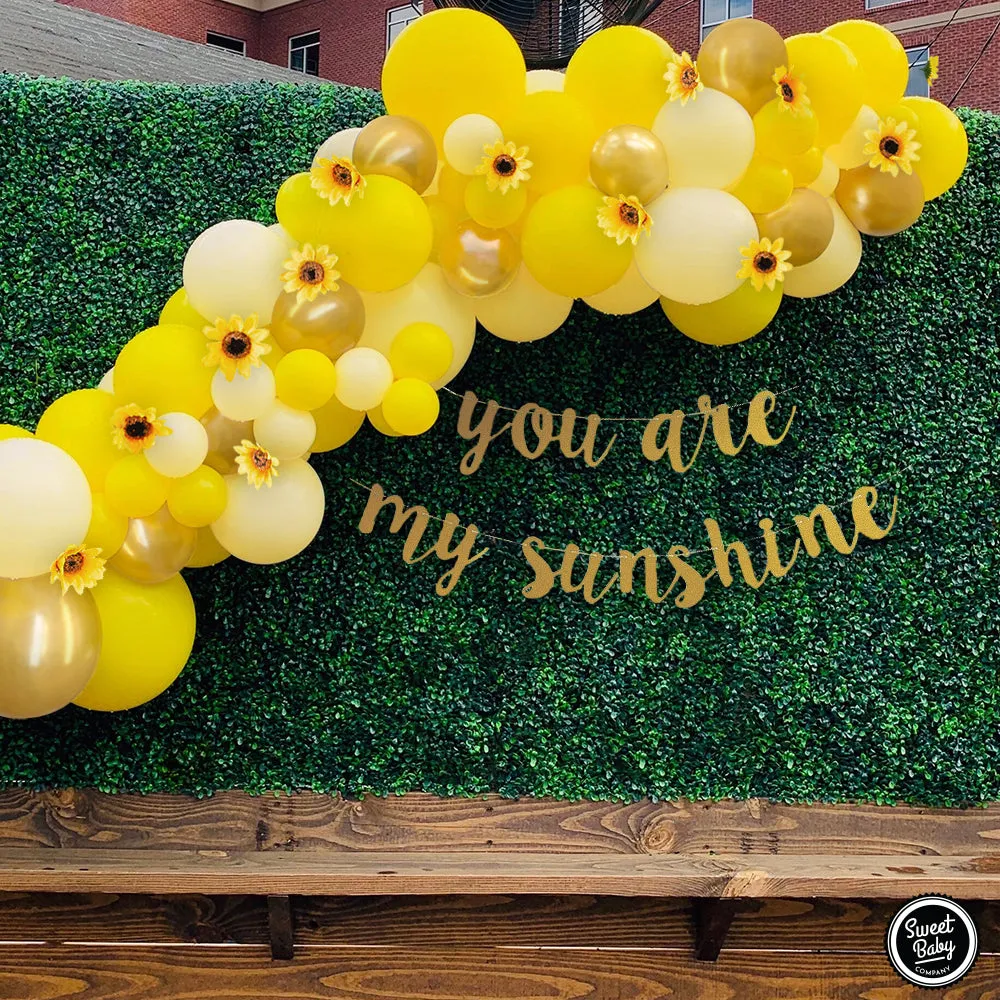 Sunflower Balloon Garland Kit with 97 Balloons in Lemon Yellow, Light Yellow, Honey Gold, and Pearl Yellow for Girl or Boy Baby Shower Decorations, Birthdays, and Bridal Showers