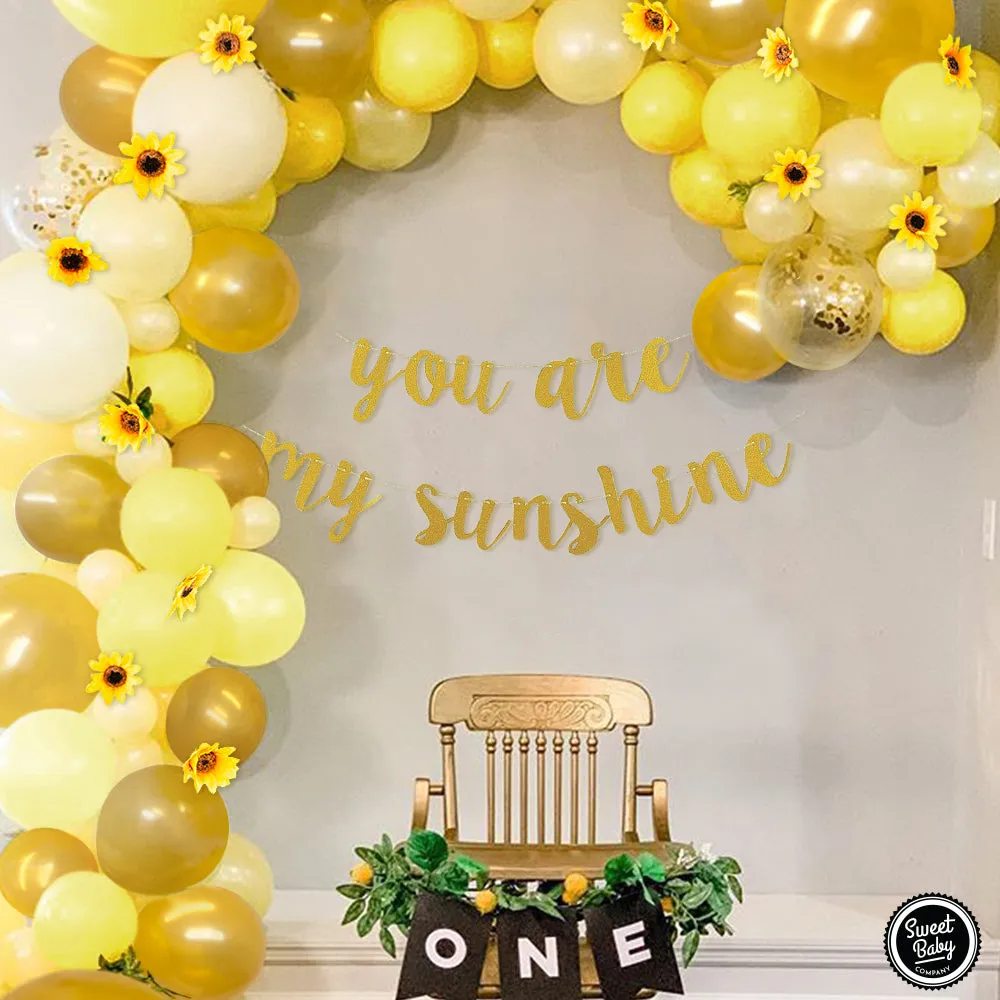 Sunflower Balloon Garland Kit with 97 Balloons in Lemon Yellow, Light Yellow, Honey Gold, and Pearl Yellow for Girl or Boy Baby Shower Decorations, Birthdays, and Bridal Showers