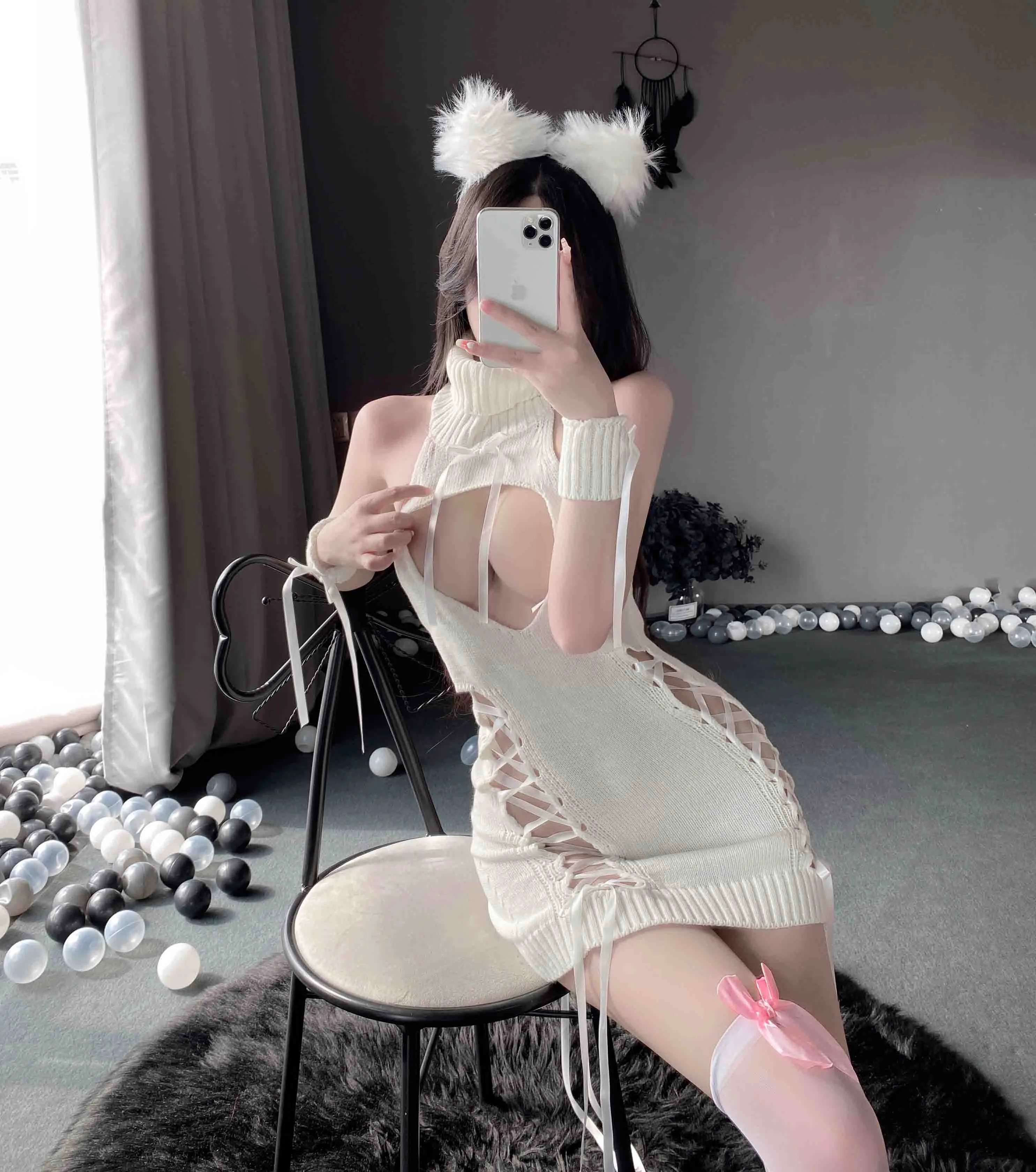 T-1056 Sexy open-chested sweater