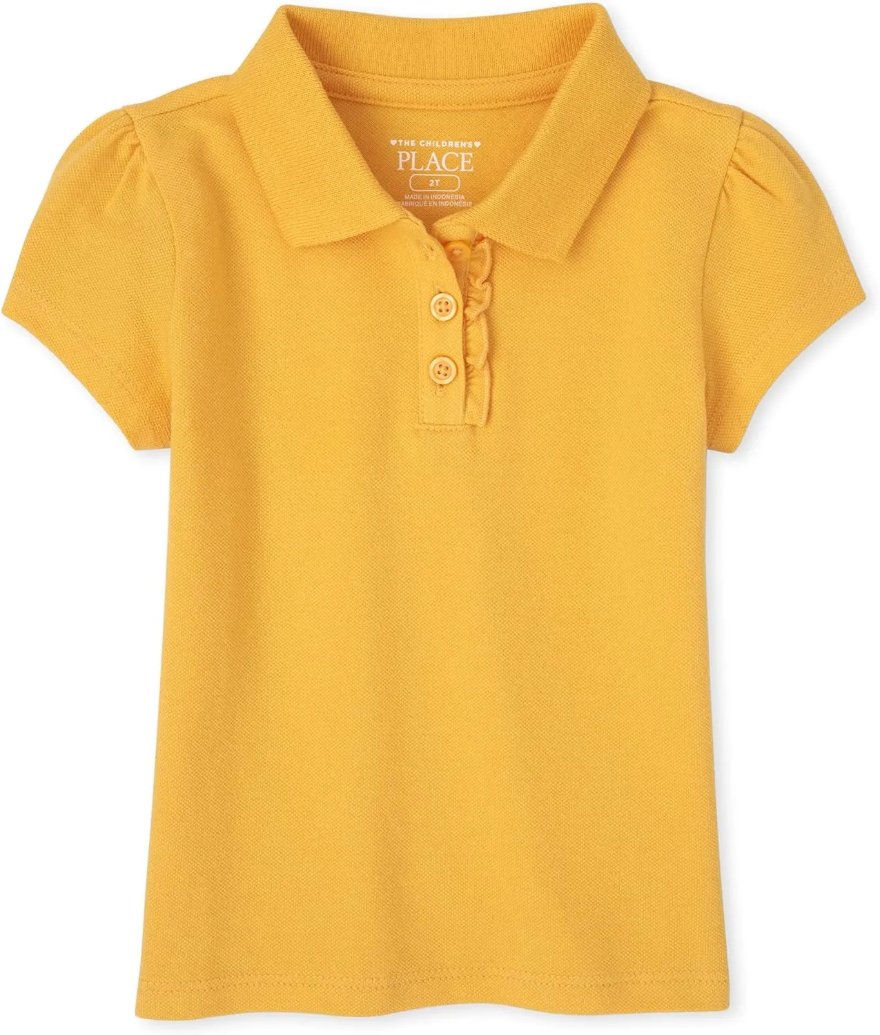 The Children's Place Baby Girls and Toddler Girls Short Sleeve Ruffle Pique Polo, Yellow Pencil, 5T