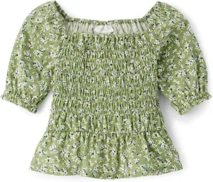 The Children's Place Girls' Long Sleeve Smocked Peplum Top
