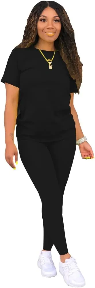 TOPSRANI Womens Two Piece Outfits Bodycon Tracksuit Sweatsuits Print Jogger Biker Workout Lounge Pajamas Shorts Pant Set