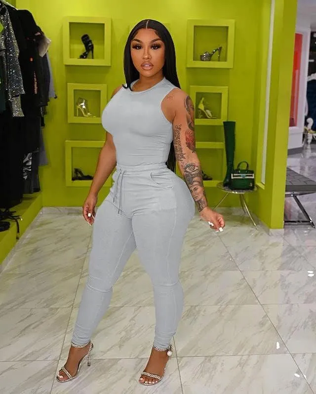 TOPSRANI Womens Two Piece Outfits Bodycon Tracksuit Sweatsuits Solid Jogger Biker Workout Gym Lounge Short Sleeve Pant Sets