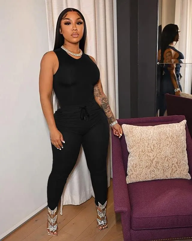 TOPSRANI Womens Two Piece Outfits Bodycon Tracksuit Sweatsuits Solid Jogger Biker Workout Gym Lounge Short Sleeve Pant Sets