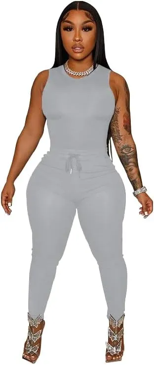 TOPSRANI Womens Two Piece Outfits Bodycon Tracksuit Sweatsuits Solid Jogger Biker Workout Gym Lounge Short Sleeve Pant Sets