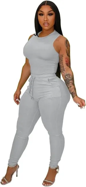 TOPSRANI Womens Two Piece Outfits Bodycon Tracksuit Sweatsuits Solid Jogger Biker Workout Gym Lounge Short Sleeve Pant Sets