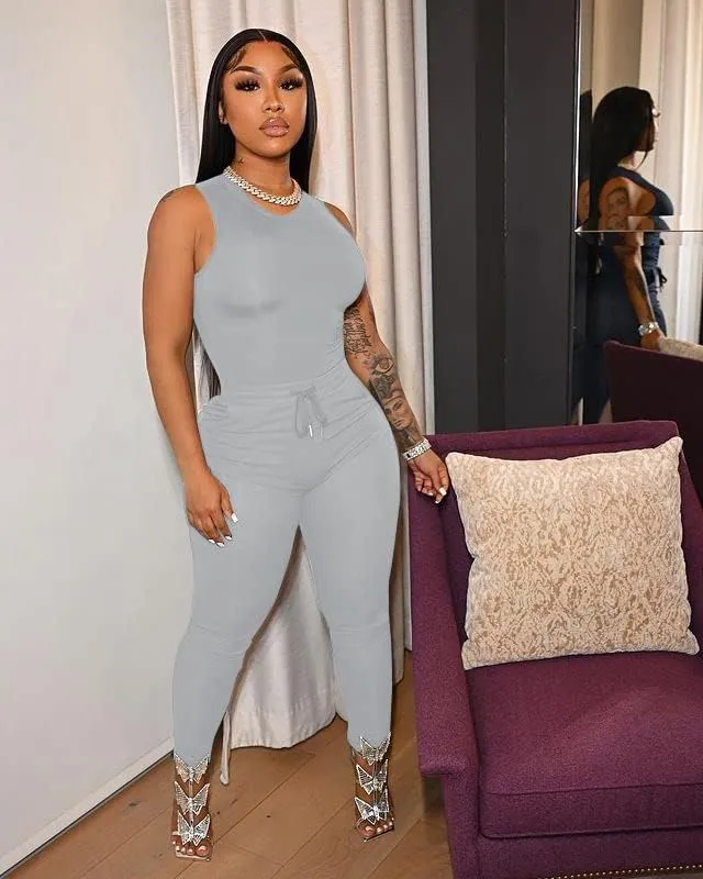 TOPSRANI Womens Two Piece Outfits Bodycon Tracksuit Sweatsuits Solid Jogger Biker Workout Gym Lounge Short Sleeve Pant Sets