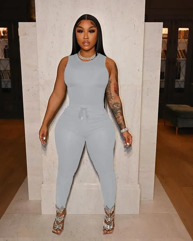 TOPSRANI Womens Two Piece Outfits Bodycon Tracksuit Sweatsuits Solid Jogger Biker Workout Gym Lounge Short Sleeve Pant Sets
