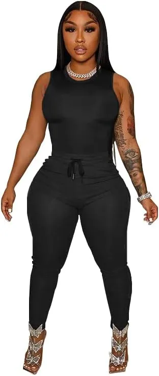 TOPSRANI Womens Two Piece Outfits Bodycon Tracksuit Sweatsuits Solid Jogger Biker Workout Gym Lounge Short Sleeve Pant Sets