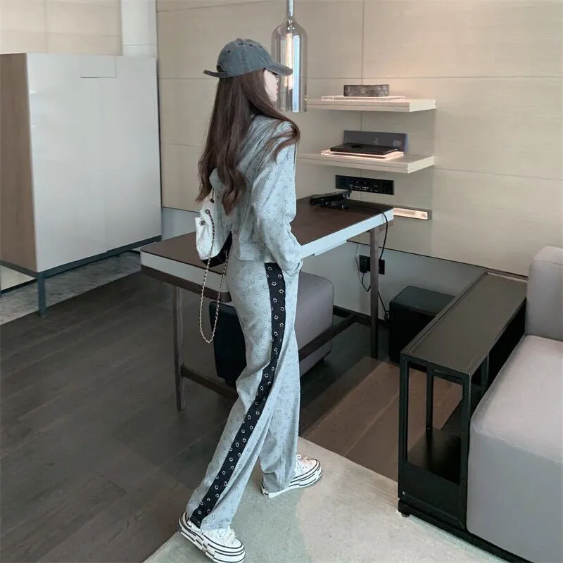 VenusFox Fashion Pajamas for Women Cotton Spring Home Clothes for Women Gray Women Sexy 3 Piece Set Women Sleepwear Set