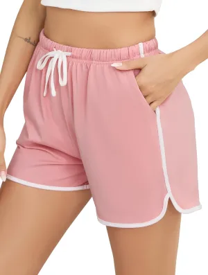 Vlazom Womens Sleep Shorts Cotton Pajamas Yoga Gym Running Active Shorts Drawstring Waist with Pocket S-XXL