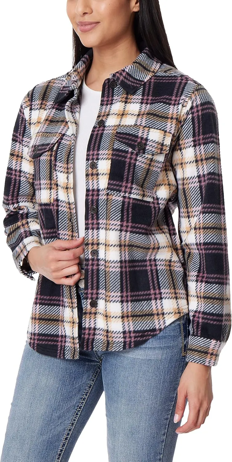WallFlower Women's Taylor Polar Cozy Fleece Boyfriend Trendy Spring, Summer, and Fall Light Shacket Jackets