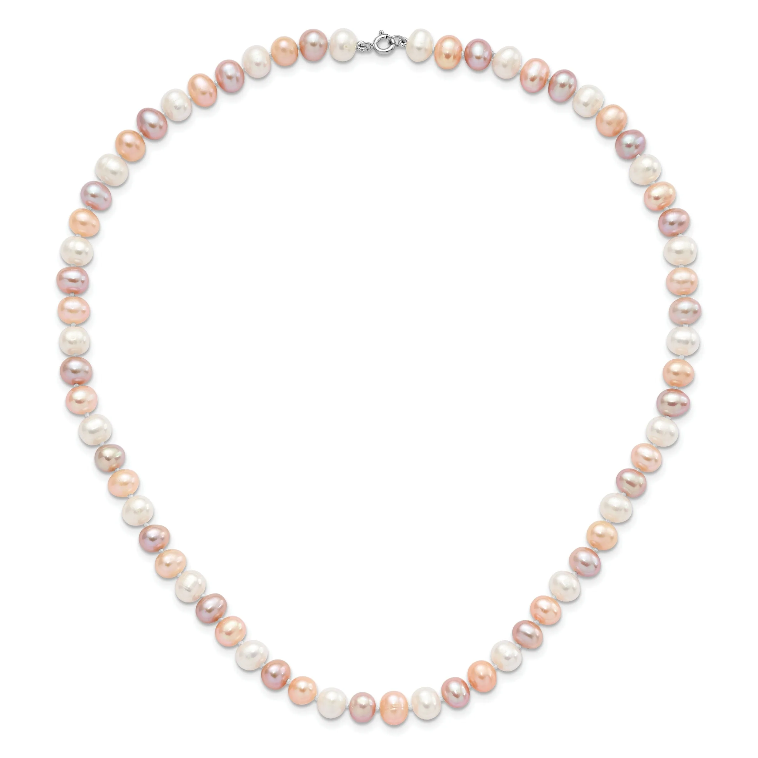 White Pink Pearl Necklace Bracelet Earring Set