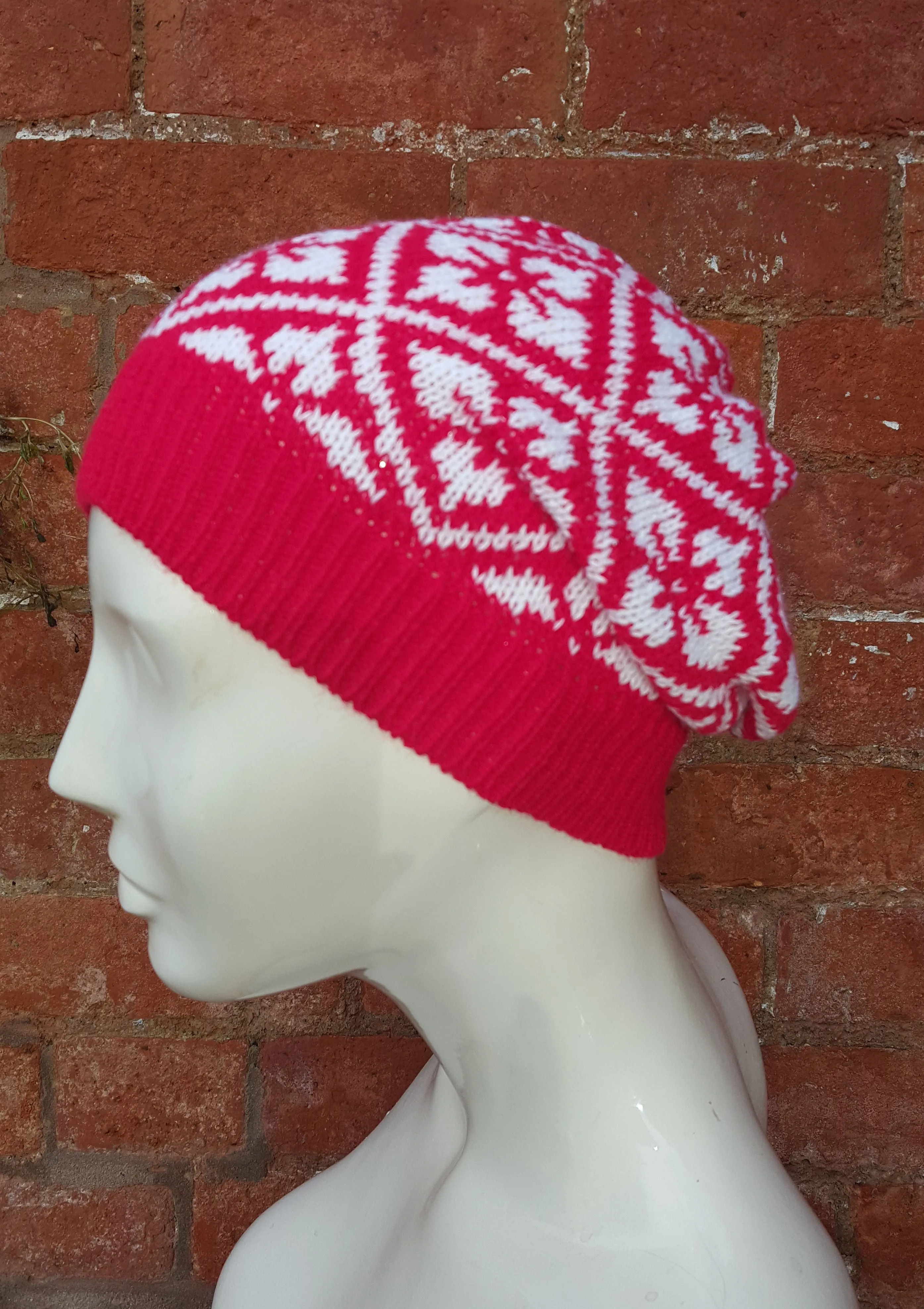 Winter hat, Ski hat , silly hat, Kep style slouchy beanie, in Christmas colours