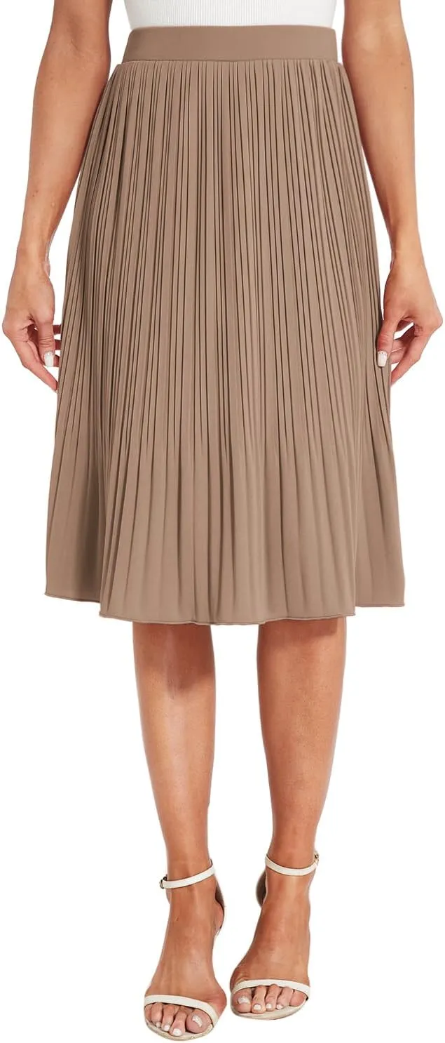 Women Classic Chiffon Flowy Pleated Midi Skirts