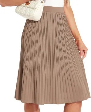 Women Classic Chiffon Flowy Pleated Midi Skirts