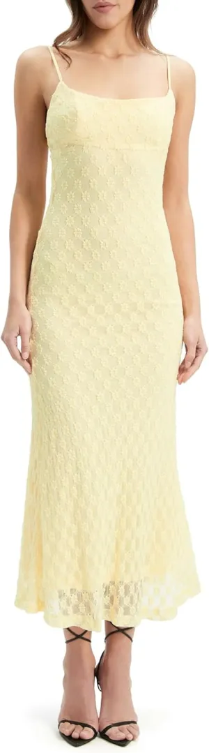 Women's Adoni Mesh Midi Dress, Canary Yellow, 8